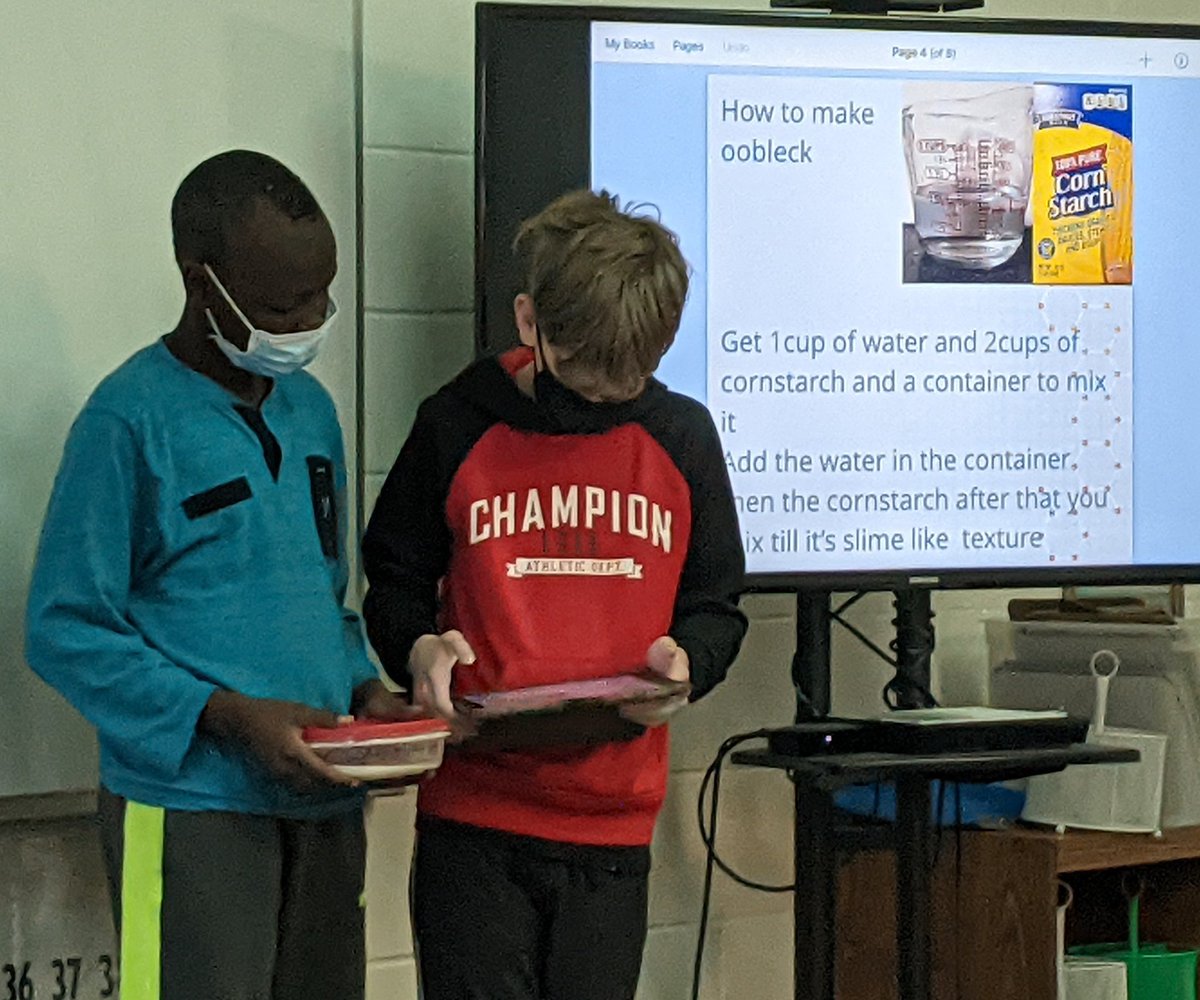 ladyruff13's tweet photo. The science around Oobleck.  Another awesome Genius hour. These gentlemen did great! #GreatDay2BaTiger @Avery_Tigers https://t.co/4xyIbDHuQV