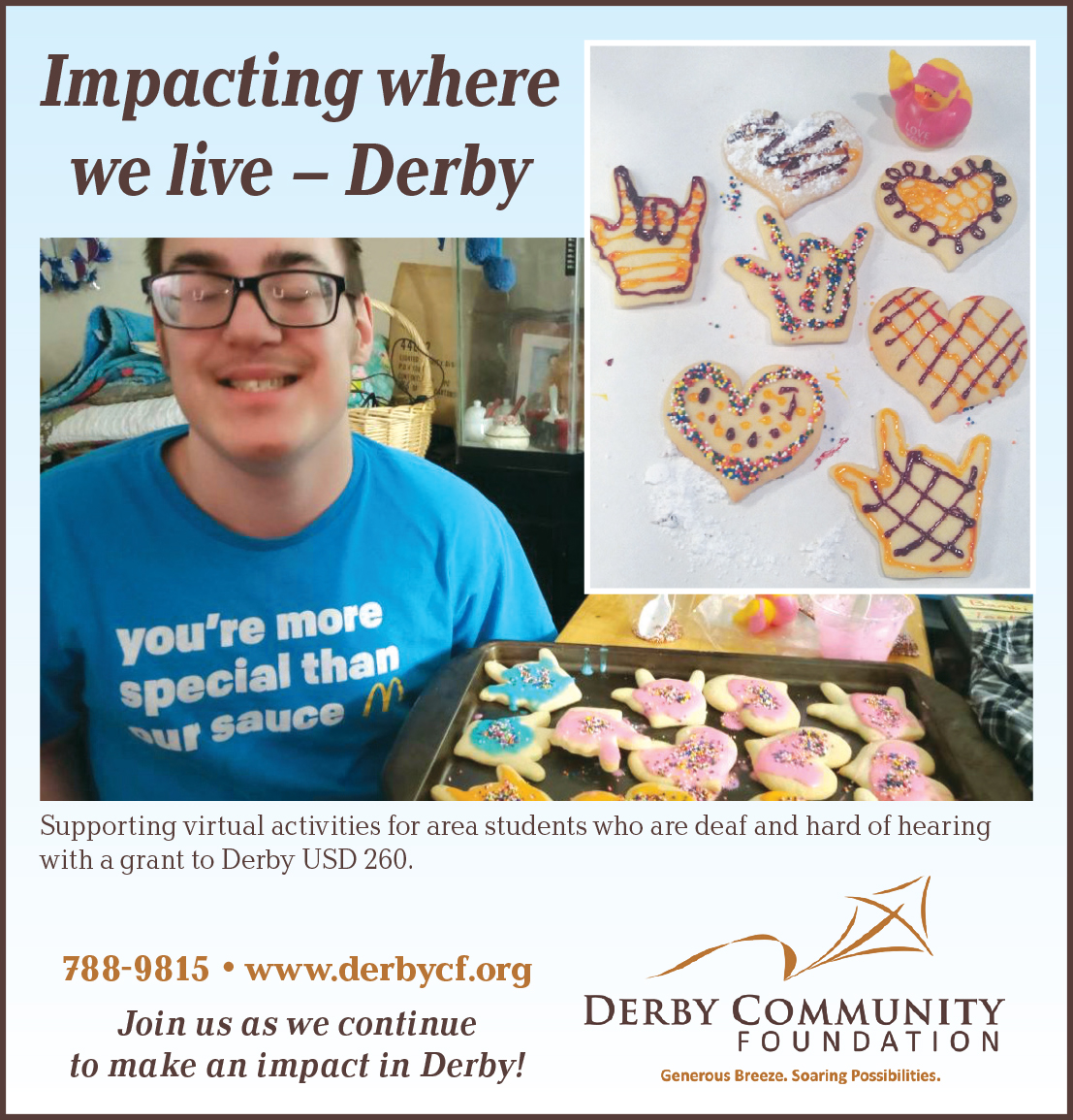 DerbyCF's tweet photo. We are proud to support virtual activities for area students who are deaf and hard of hearing with a Community Enrichment Grant to Derby USD 260. https://t.co/vIAvBmlkgJ