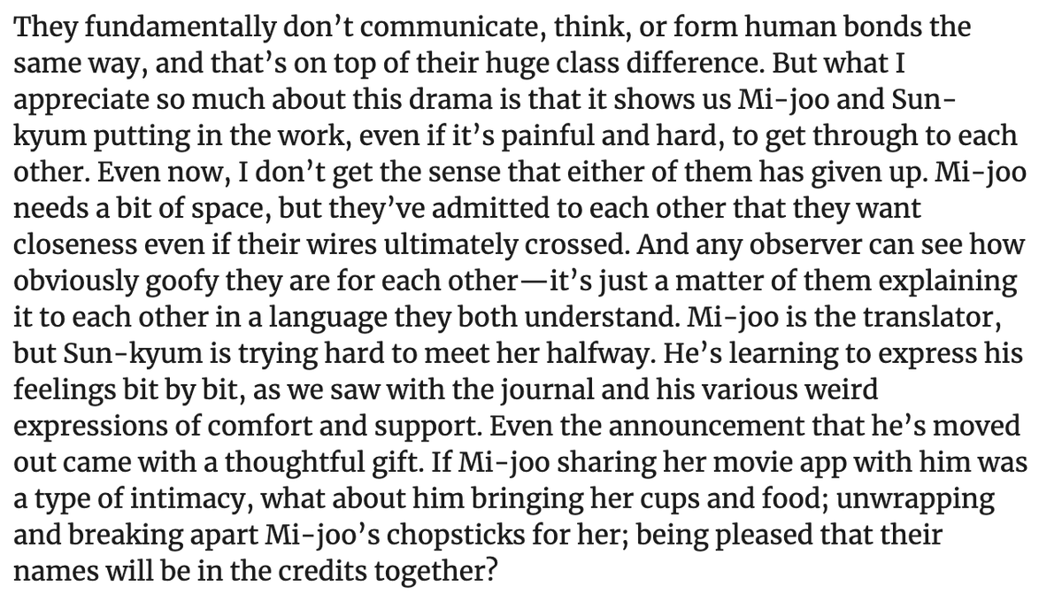 nothere4you_'s tweet photo. "If Mi-joo sharing her movie app with [Seon-gyeom] was a type of intimacy, what about him bringing her cups and food; unwrapping and breaking apart Mi-joo’s chopsticks for her; being pleased that their names will be in the credits together?"

#RunOnEp9 #RunOn 
@dramabeans https://t.co/chZ01Dypwp