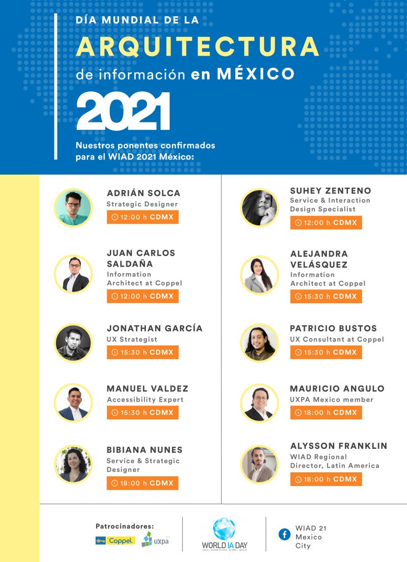 Mañana 26 de Febrero, se celebrará en #México el Día Internacional de la Arquitectura de Información #WIAD2021. Si aún no se han inscrito están a tiempo. Habrán 10 charlas muy interesantes. No se lo pueden perder!!  bit.ly/3055z5X #informationarchitecture