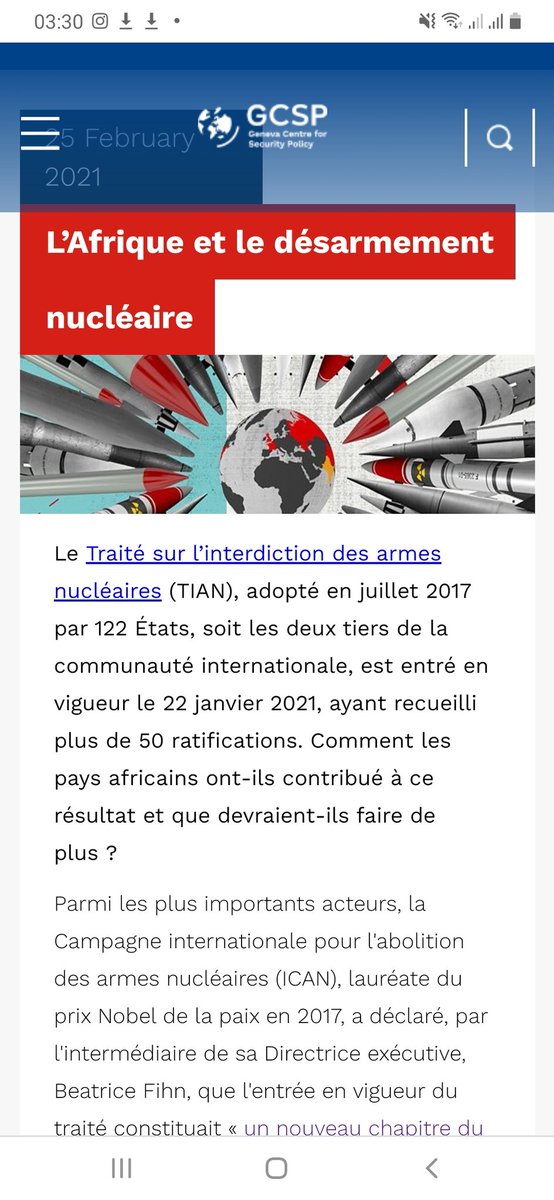 SimsNono's tweet photo. J'ai le plaisir de partager avec vous mon article intitulé: « L’Afrique et le désarmement nucléaire » publié par @TheGCSP(Centre de politique de sécurité de Genève).
@audiayouth @FinaudMarc
@SCRAPweapons @olamideDIY
@celinenahory @MATUKJp
@ICAN_France.

https://t.co/qicgSnj7pc https://t.co/EtwPM2kNAN