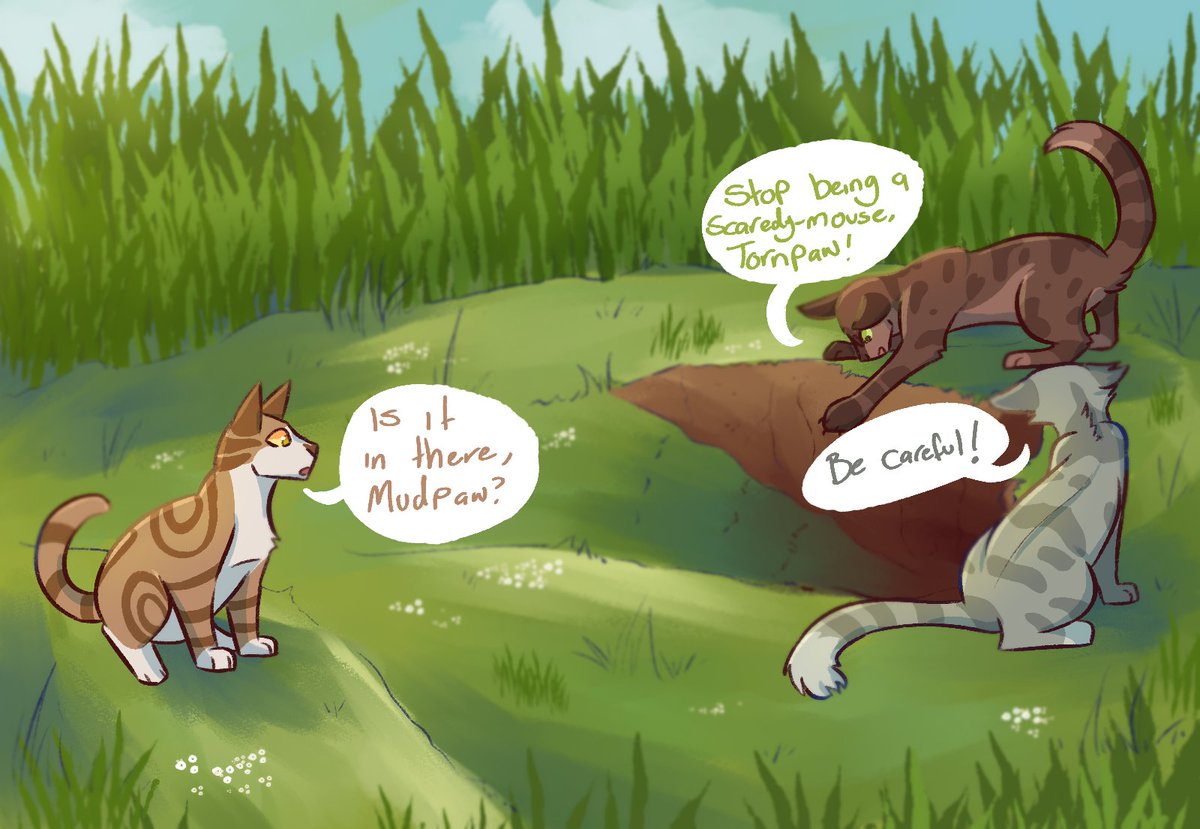 mercykatze's tweet photo. silly windclan apprentices playing at a badger sett
#warriorcats #mudclaw #tornear #onewhisker https://t.co/DMnkEh3nRR
