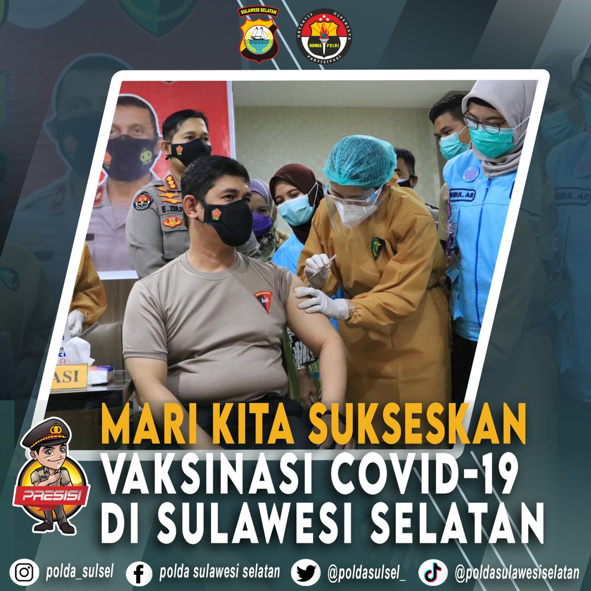 Emmank22's tweet photo. Kapolda Sulsel "Tidak Ada alasan Takut dan Ragu, Vaksin ini Sudah Aman dan Halal".
Ayo Gelorakan Program Vaksinasi ini.
@divisihumaspolri #ayovaksìncovid19 #poldasulsel #kapoldasulsel #opsyustisipoldasulsel #PolriPresisi https://t.co/FR2682LrkI