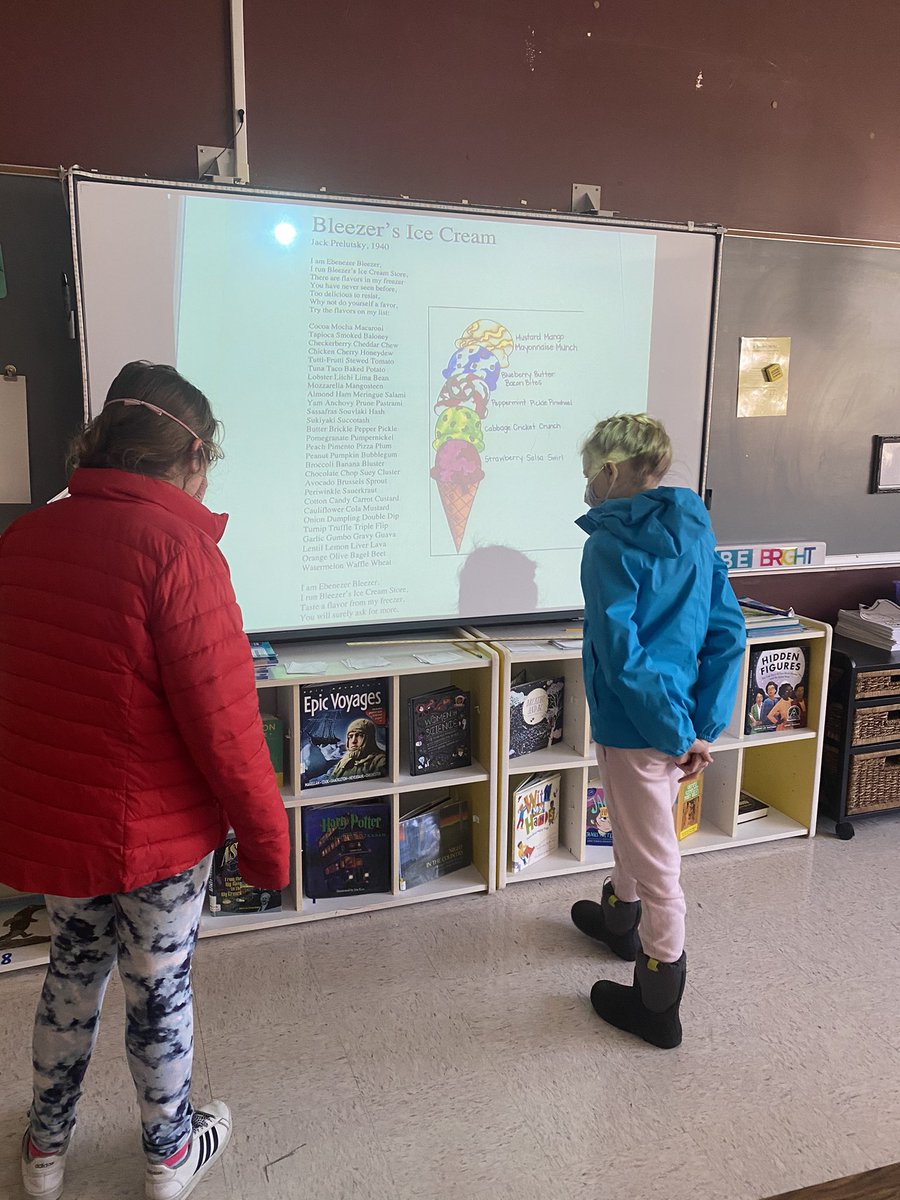 MindfulTraynor5's tweet photo. Ss shared some incredible feedback to each other after reading Hidden Figures and discussing discrimination. Then, we read and analyzed tone and mood in the poem Bleezer’s Ice Cream by Jack Prelutsky. 🍦 @JKSMahwah #poetry #BlackHistoryMonth https://t.co/Pjw3tXVRul