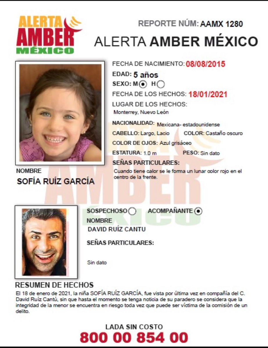 FiscaliaNL's tweet photo. Requerimos de su apoyo para encontrar a la menor Sofía Ruiz García, de 5 años de edad. Por favor, ¡comparte! #AlertaAmber #AlertaAmberMéxico https://t.co/XKRBzmIdru