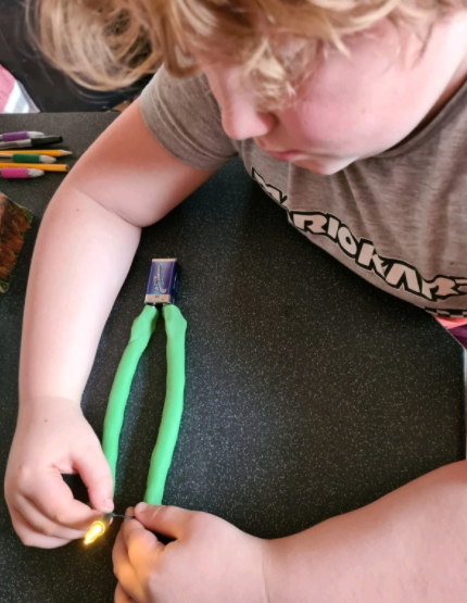 Another home learner having a go at the @TeamSmallpeice  #STEM circuit challenge. He made his own playdough too! @holytrinitytatt
