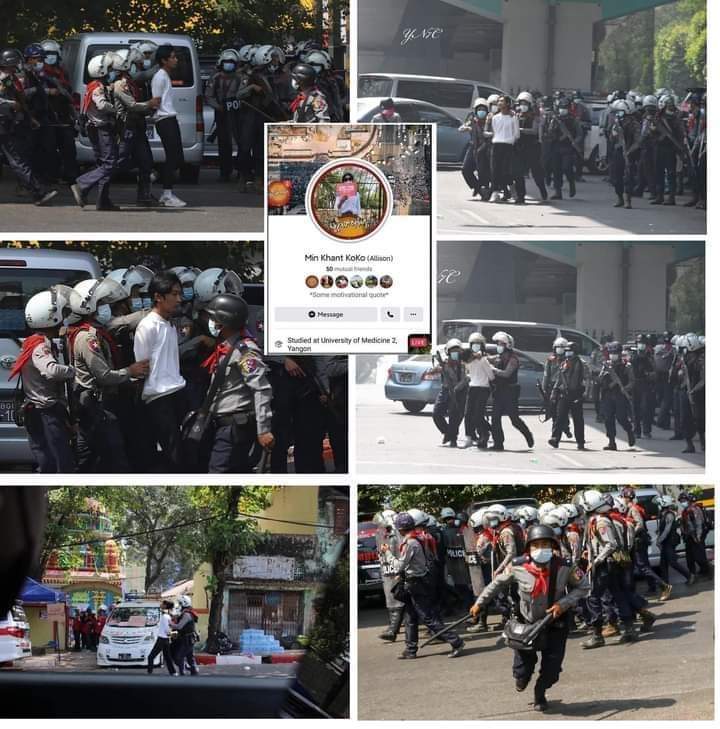 A Medical student from university of medicine 2,named Mr Min Khant Ko ko,who went water donation for the people in Peaceful Demonstration was arrested by Myanmar Police  Force like a criminal.
#WhatsHappeningInMyanmar