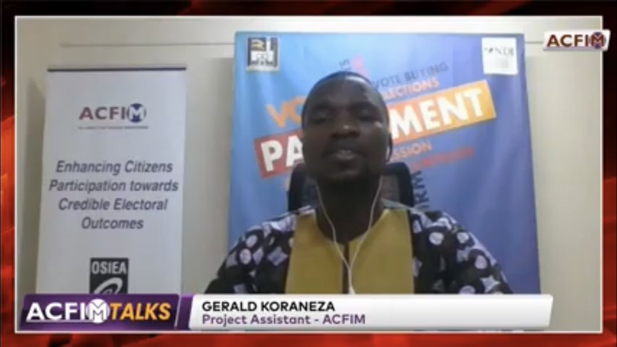 “Civil society and government need to educate the electorate on the roles of members of parliament. Uganda also needs to set a campaign finance legislation to end highly monetized elections.” <a href="/KoranezaG/">Koraneza Gerald</a> #ACFIMTalks