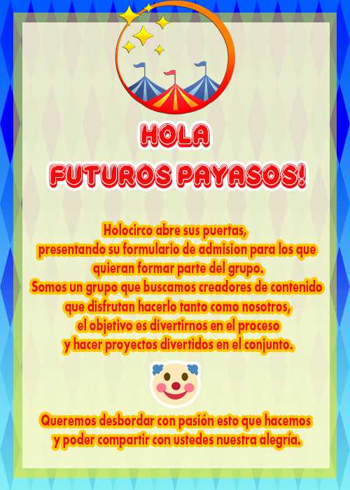 VHoloCirco's tweet photo. ¡Abrimos nuestras puertas para crear este nuevo proyecto!🤡🤡🤡

✨Formulario:
https://t.co/hgmaoblGYG

Si pueden dar RT ayudarían mucho *Honk Honk*

#Vtuber #ESVtuber https://t.co/wCSOnZoHee