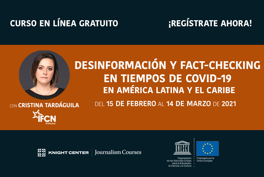 LatAmJournalism's tweet photo. Todavía hay tiempo para registrarse al MOOC de @JCourses "Desinformación y fact-checking en tiempos de COVID-19 en América Latina y el Caribe". ¡Inscríbase ya!
https://t.co/0jx2kxfmv2 https://t.co/adOOgJ83rQ