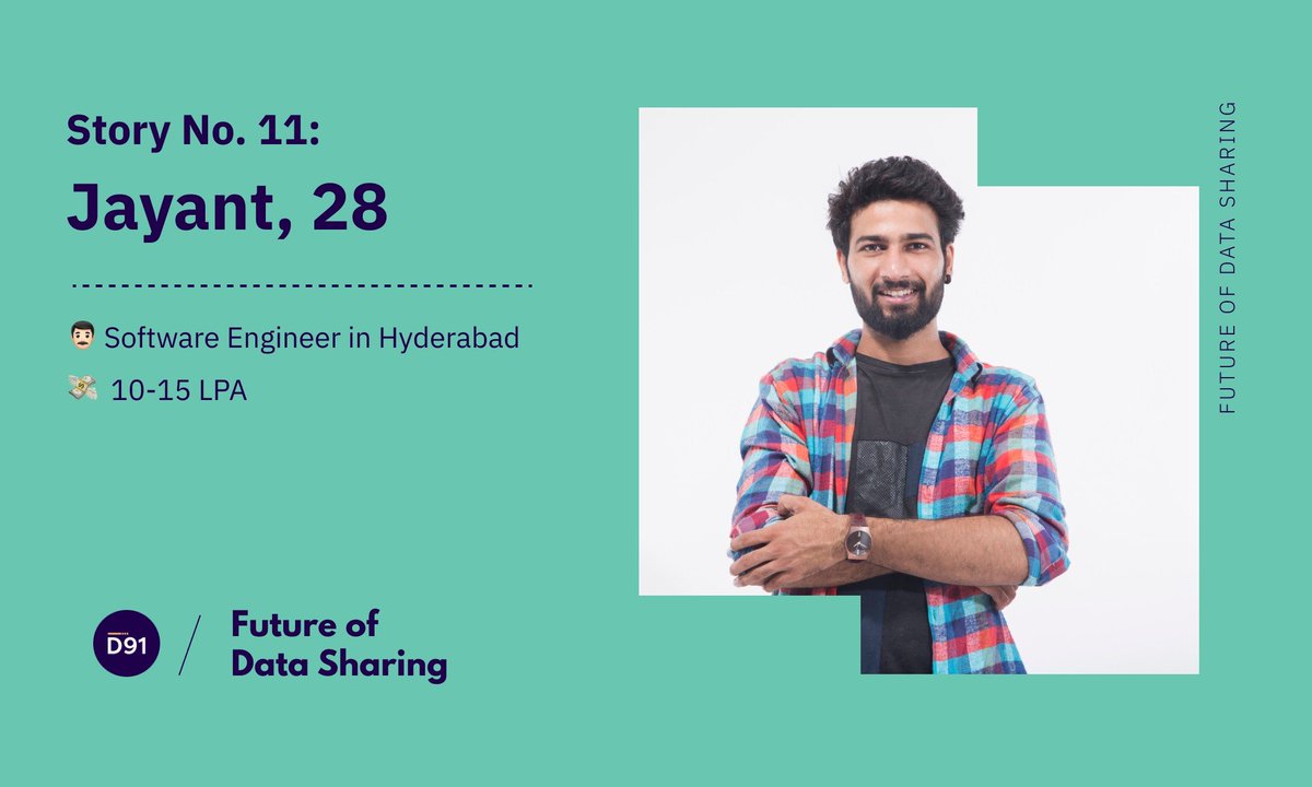 d91labs's tweet image. 🌟 Story no 11  🌟

#FutureOfDataSharing by @d91labs 

28-year-old Jayant works as a support engineer at a print publication. He stays with his wife and parents in Hyderabad, where he was born and brought up. Jayant plans to buy a house in the future.

Financial journey 🧵 👇
