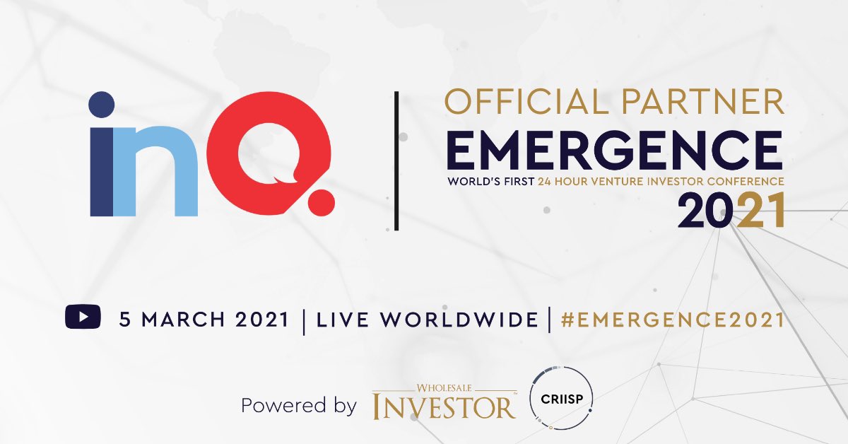 inQ Innovation would like to invite you to join us at #Emergence2021 (Hosted by Wholesale Investor), the leading venture investment conference this year, happening on 5th March.

next.brella.io/join/emergence…