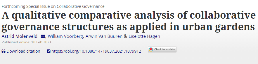 Public Management Review (@pmreview_) on Twitter photo Open access: Astrid Molenveld, <a href="/WVoorberg/">William Voorberg</a>, <a href="/arwinvanbuuren/">Arwin van Buuren</a> and Liselotte Hagen explore the types of #collaborativegovernance structures that are found in urban gardens that did (and did not) stand the test of time tandfonline.com/doi/full/10.10… Open access: Astrid Molenveld, <a href="/WVoorberg/">William Voorberg</a>, <a href="/arwinvanbuuren/">Arwin van Buuren</a> and Liselotte Hagen explore the types of #collaborativegovernance structures that are found in urban gardens that did (and did not) stand the test of time tandfonline.com/doi/full/10.10…