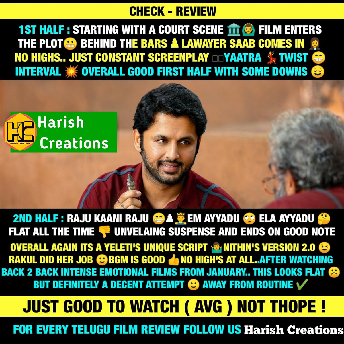 telugucinetalks's tweet photo. ♟️🙂♟️ Follow us 👉@harish5567 
#harishcreationstelugu
.
.
#Check #Nithin
#CheckFromToday
 #PriyaPrakashVarrier  #RakulPreet #ChandraSekharYeleti  #CheckMovie
#CheckMoviereview 
@actor_nithiin @Rakulpreet https://t.co/jdBEv7SyKE