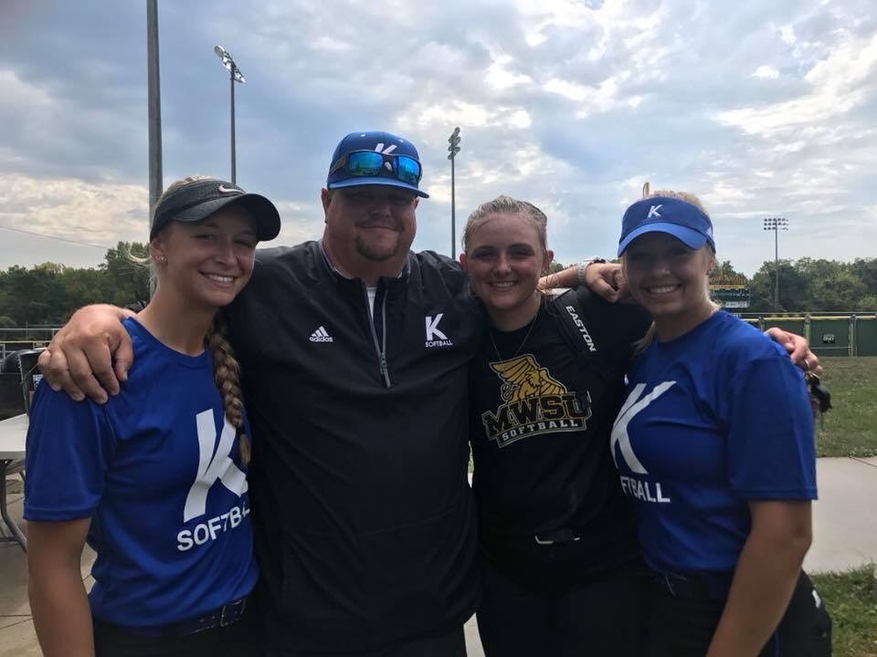 coachyegge's tweet photo. Awesome pic! Coached all three in high school and Juco ball, coached against one in college and still coaching one of them!  ⁦@NatalieHalvorso⁩ ⁦@Kuch_Katie⁩ https://t.co/Spp8Mwse3T