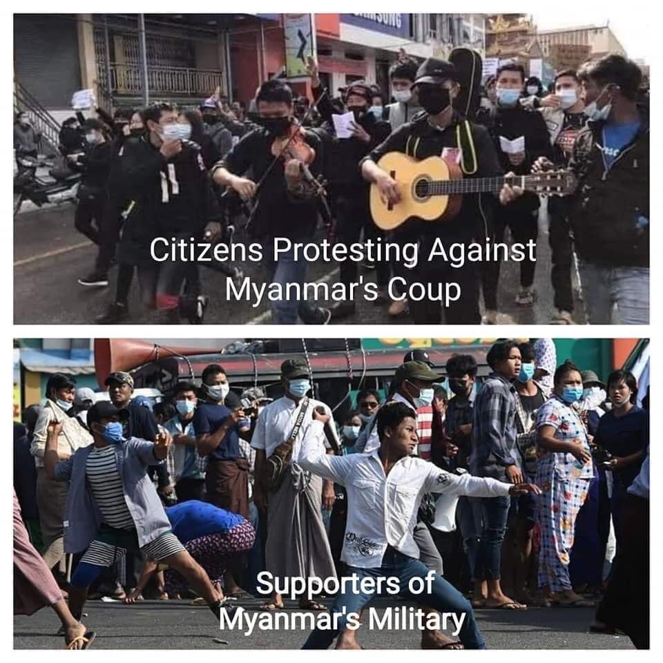 ChyuChy46038449's tweet photo. Dear world, Believe you see the difference!#SpringRevolution_Myanmar
#WhatsHappeningInMyanmar
#Save_Myanmar
#CivilDisobedienceMyanmar
#Milkteaallience
#RespectOurVotes
#FreeOurLeaders
#RejectMilitaryCoup
#HumanRightsViolations https://t.co/MWKzE6uLZg