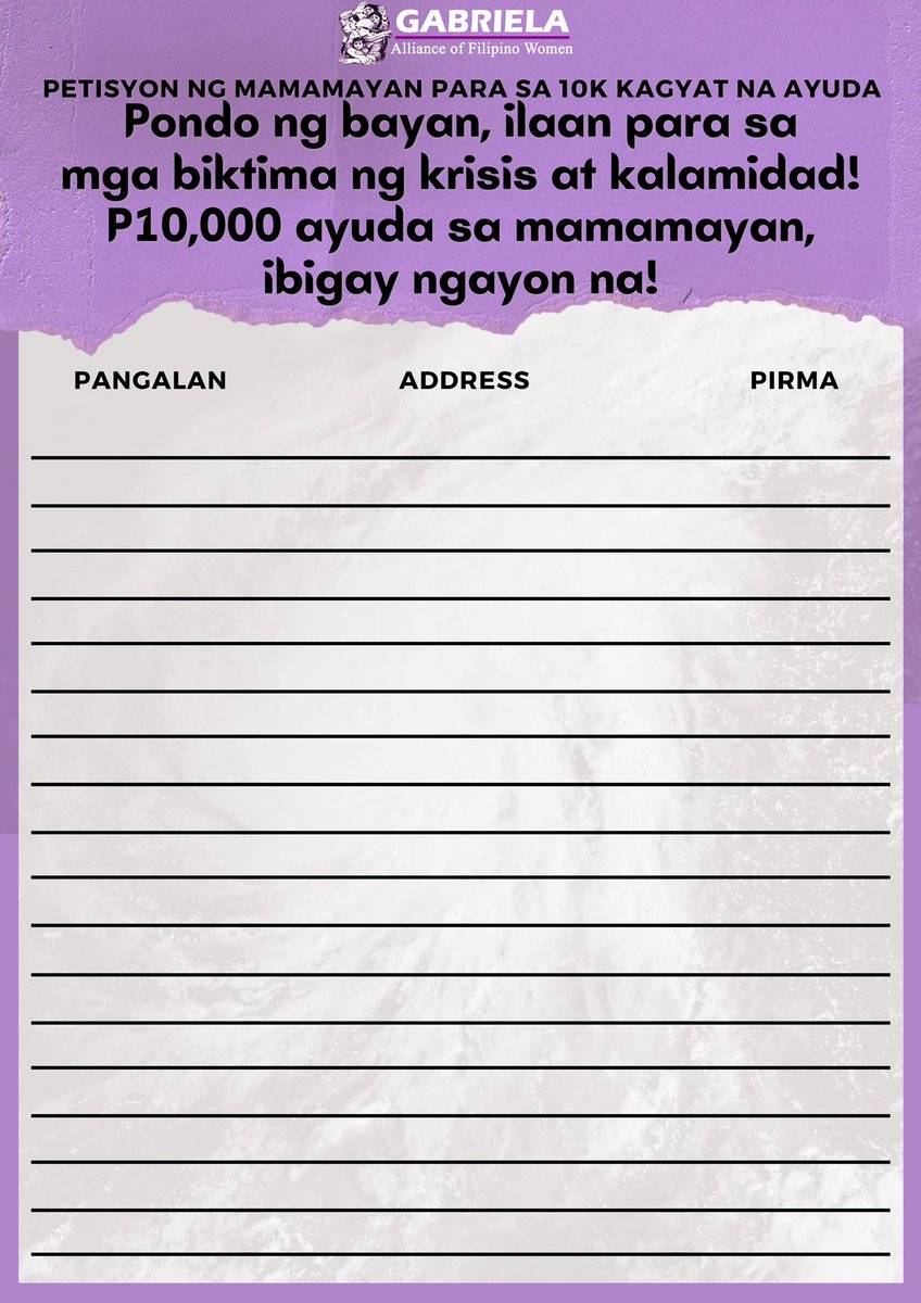 SIGN THE PETITION FOR CONTINUOUS 10,000-PESO CASH AID FOR ALL FAMILIES IN NEED DURING THE PANDEMIC: change.org/p/duterte-pond…

#10KAyuda
#AyudaHindiChacha