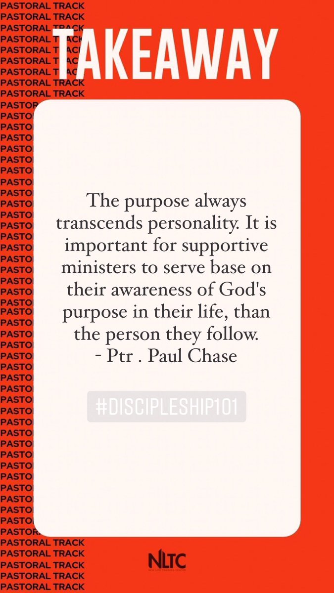 NLTC_global's tweet photo. The purpose always transcends personality. It is important for supportive ministers to serve base on their awareness of God's purpose in their life, than the person they follow. 💯👉🏼 #Discipleship101 https://t.co/hRKWqj8Oez