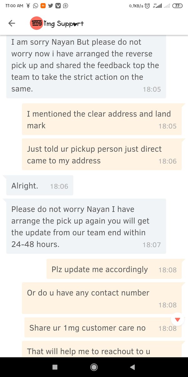 nayandebtweet's tweet photo. @1mgOfficial to buy. Lately they says I'll forward your concern to the higher team.... But no response since.....3/3 https://t.co/W9N24q3gcc