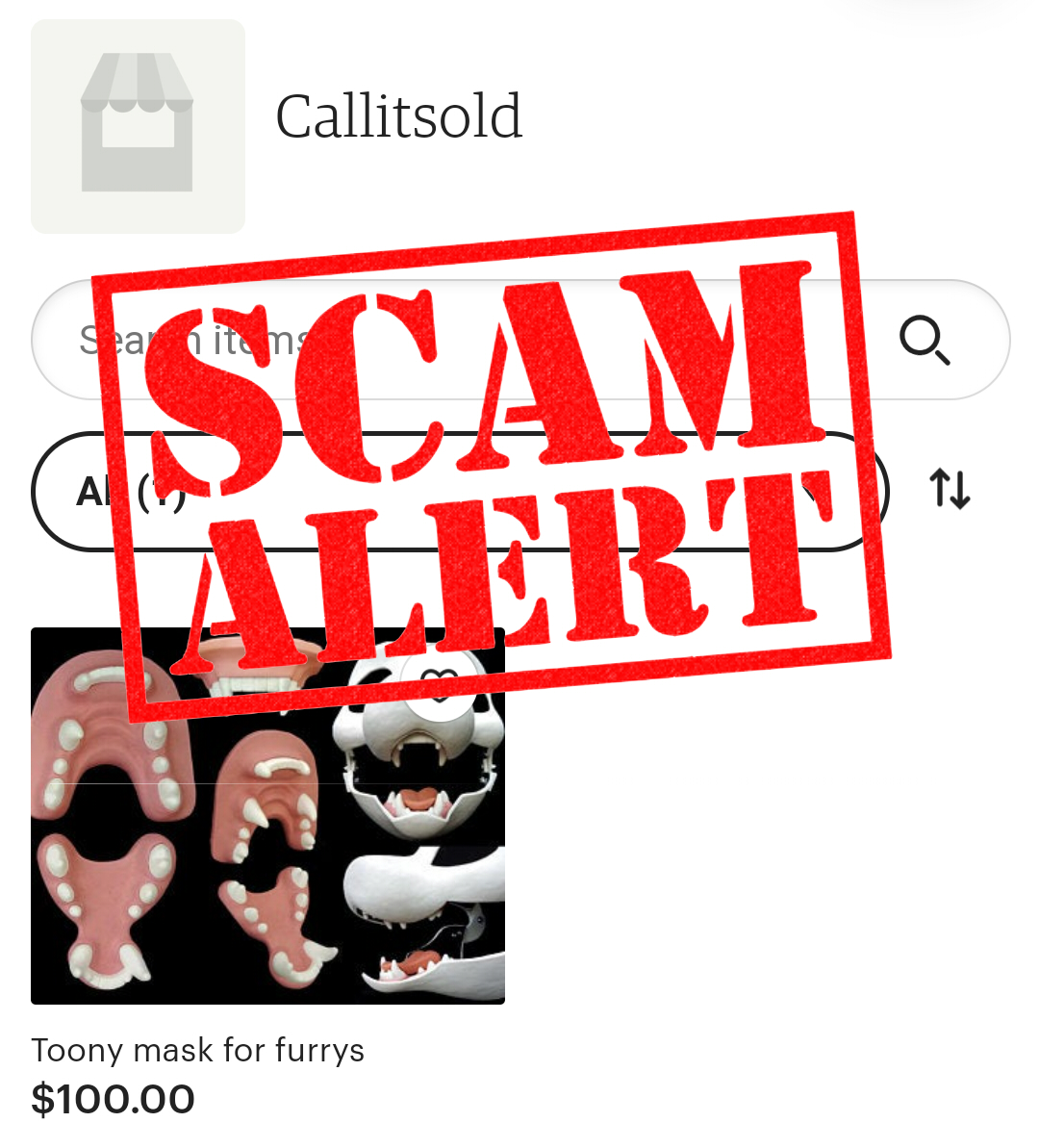 SCAM ALERT: Please report this shop/listing. They stole our image for our Short Muzzle base/jaw set, claim that it is theirs, and to be selling a digital download of it. This is fraud/stolen content and must be removed ASAP. #furry #PleaseShare 

etsy.com/shop/callitsold