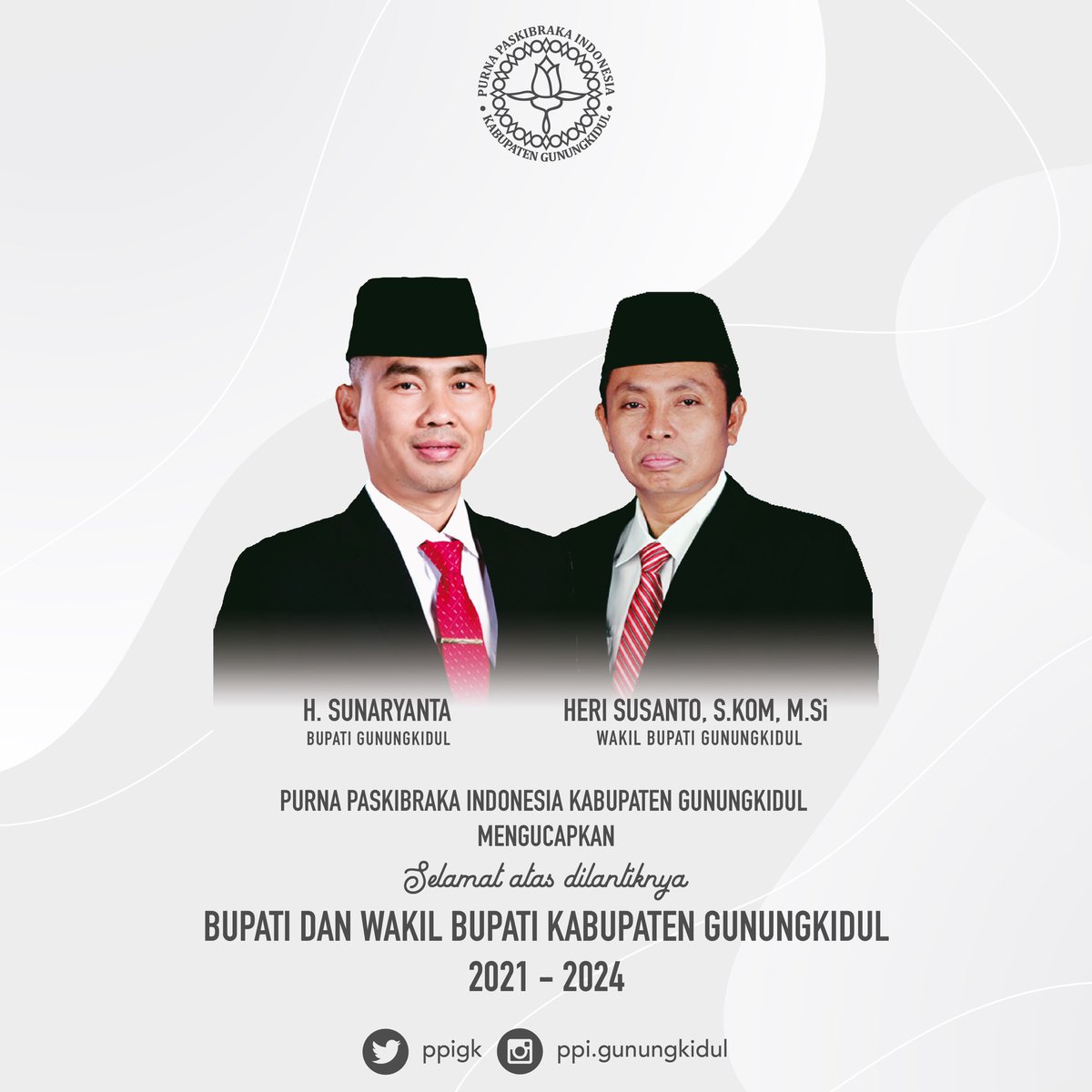 Keluarga Besar Purna Paskibraka Indonesia Kabupaten Gunungkidul Mengucapkan...
Selamat Atas di Lantiknya Bapak H. Sunaryanta sebagai Bupati Gunungkidul dan Bapak Heri Susanto, S.Kom, M.si sebagai Wakil Bupati Gunungkidul❤️🇲🇨
