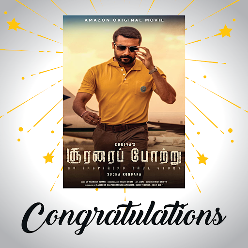 flixjini's tweet photo. Wishing the #SooraraiPottru team a hearty congratulations on achieving #eligibity for Best Actor, #BestActress and #Bestpicture for the #Oscars 

@Suriya_offl #SudhaKongara @gvprakash #SooraraiPottruJoinsOSCARS #Suriya #AparnaBalamurali https://t.co/UTzg1MKJhU