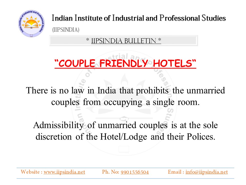 Couple Friendly Hotels !!!
#iipsindia #iipsindiabulletin #iipsgkbulletin #india #love #bag #couplefriendlyhotels #hourlyhotels #dayusehotels #daystayhotels #hotelsforfewhours #shortstayhotels #safestay #hygienicrooms #hotelsonhourlybasis #sanitizedrooms #hourlyusehotels