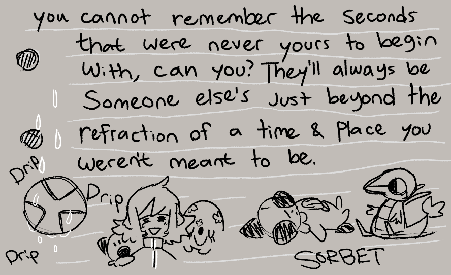 [ A recollection pressed onto the page, and into the earth it'll go someday soon. ]