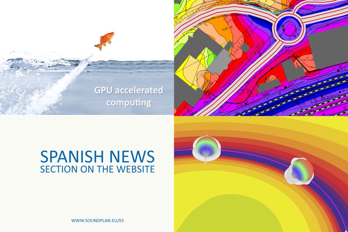 SoundPLANint's tweet photo. SoundPLAN's #NewsSection in Spanish has recently been updated. There you will find: the new development about #OpenCL computations, update of #SoundPLANessential #5.1 and the latest version of #SoundPLANnoise #8.2. Please use the link: https://t.co/8YssUmZjSk
#acoustics #noise https://t.co/PSy3Kp3Sqk