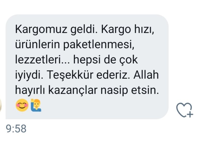 "... Kargo hızı, ürünlerin paketlenmesi, lezzetleri... hepsi de çok iyiydi.."
DM kutuma düşen bir beğeni mesajı daha. 🌹🌺🌼
Hayırlı #cumala lar.