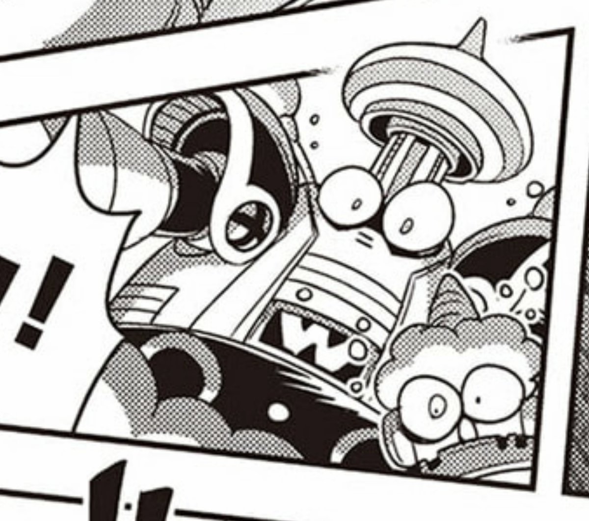 DWN.052 クラウドマン
ボンボン増刊号読切用(当時未発表)1998年頃初稿、2002年頃改訂、ギガミ用に2008年最終稿 カプコンさんチェック済

レースに絡まないロボを物語に絡めてどう活躍させるか描くのが楽しみでした
公式イラストよりも線を減らしたアレンジで、これはドット絵の印象を元にしています 