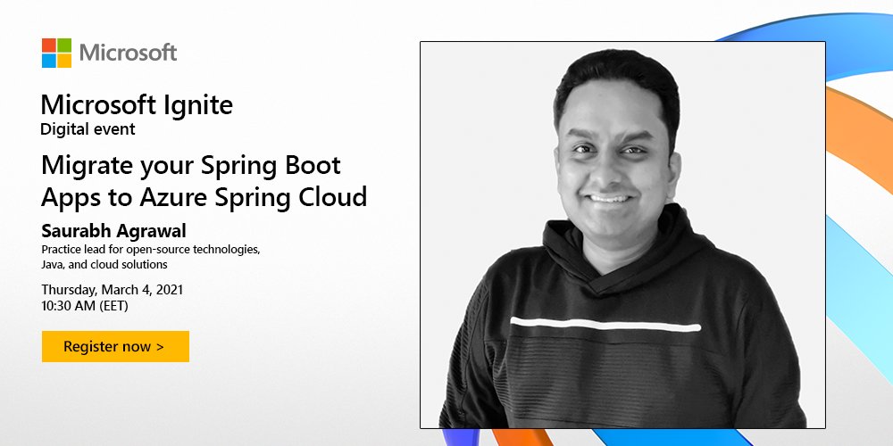 MicrosoftSA's tweet image. Be the first to discover the new cutting-edge #AzureSpringCloud Libraries!

Join Saurabh Agrawal for a live demo as he shows you how it integrates to design-scalable, secure, and highly available Spring Cloud solutions #MSIgnite #AzureSpringCloud #Dev msft.it/6017V6sr5