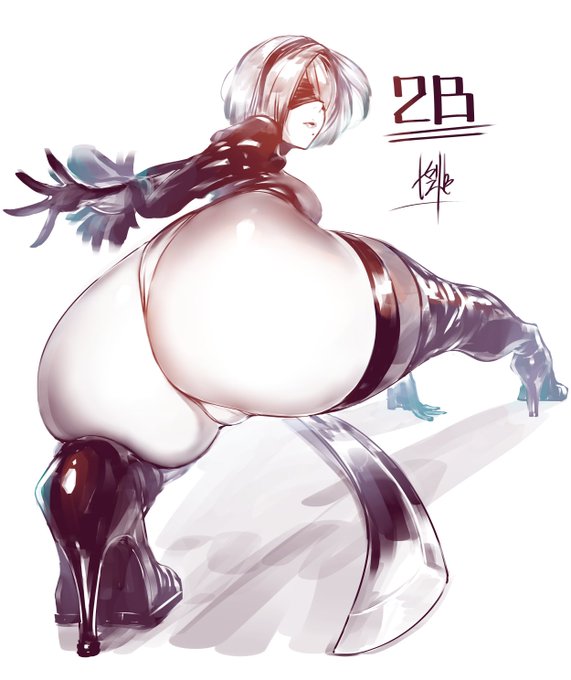 スマブラに参戦しない腹いせに2Bをラクガキしました(`、3_ヽ)_おしりぺんぺんしたいです。 