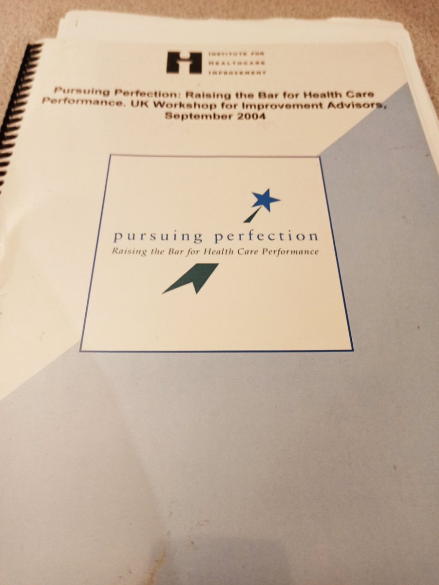 Been sorting through boxes in the loft and came across this handbook from an <a href="/TheIHI/">Institute for Healthcare Improvement (IHI)</a> workshop in 2004. Rassuring to know that the theory I learnt here still applies today. Reduce variation, identify waste and PDSA cycle the rest!