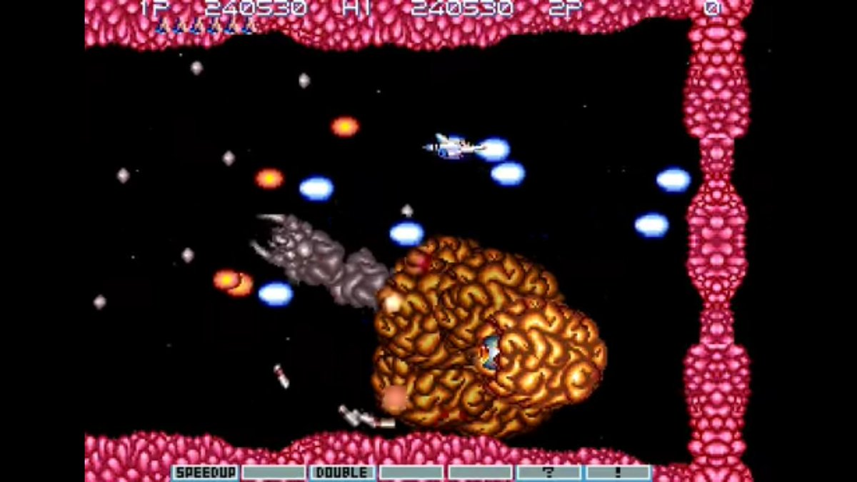 HackerVilela's tweet photo. On a second thought, using the SA-1 chip it's perfectly possible to port the remaining arcade stages from Gradius III that ended up not included on the SNES version. Without slowdown. https://t.co/kAJpHZMLUn