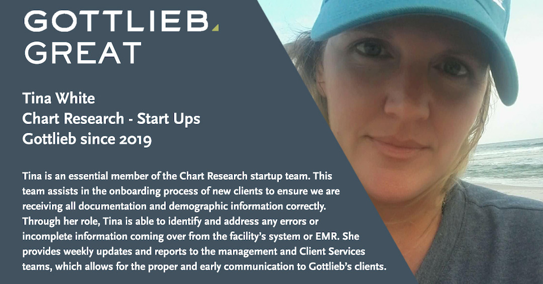 GottliebBilling's tweet image. Tina is an essential member of the chart research start-up team. Thank you, Tina, for being Gottlieb Great!
#gottlieb #revenuecyclemanagement #practiceoptimization #wevegotthis #peoplematter #healthcare #emergencymedicine