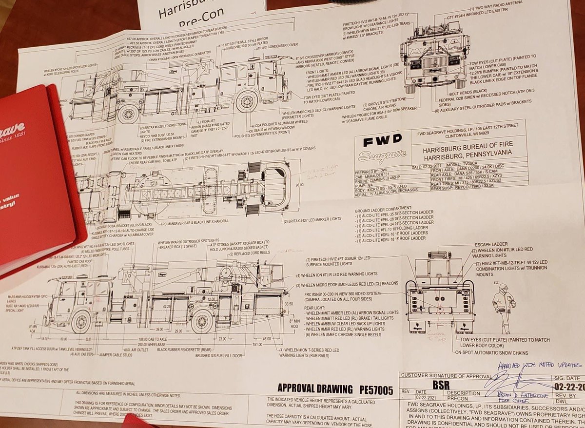RickyRileyTT's tweet image. The Harrisburg Bureau of Fire placing an order for one nice looking rig! #Seagrave #Aerialscope #Singleaxle this thing is going to look good on the streets of the city. But the current Tower 1 will always be my favorite. #PierceAscope @FireApparatus1