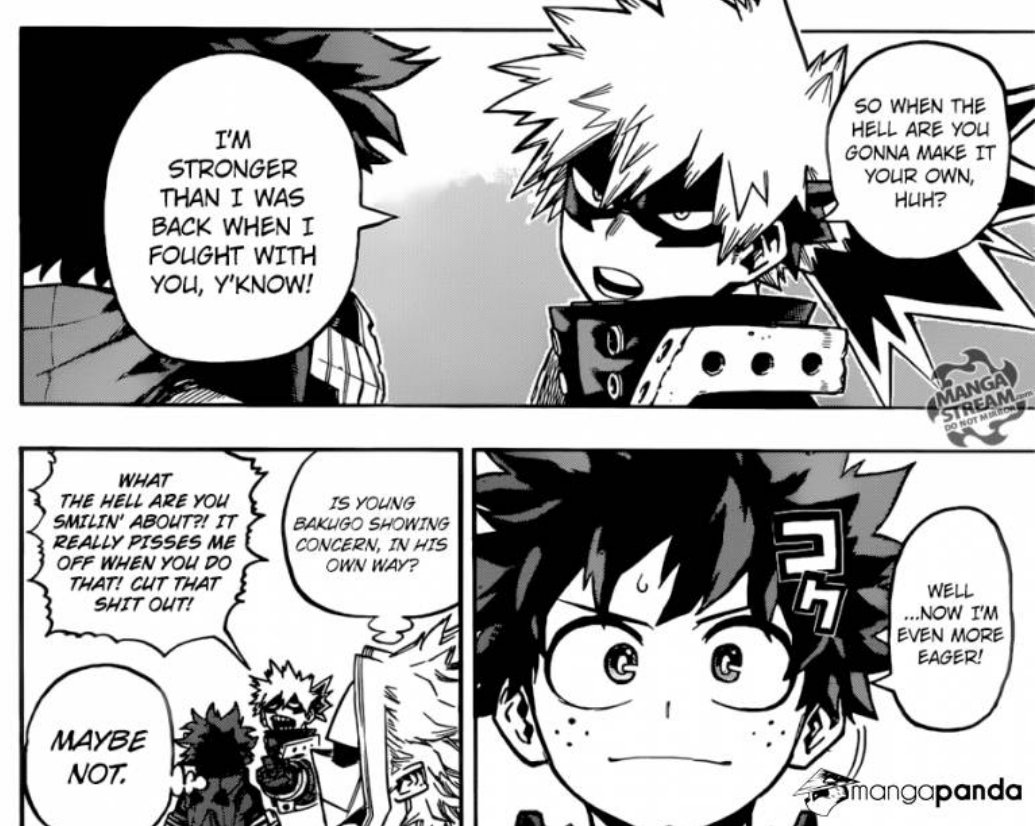 bakugo watches deku's development closely not just as a rival but also because he cares and worries for him 