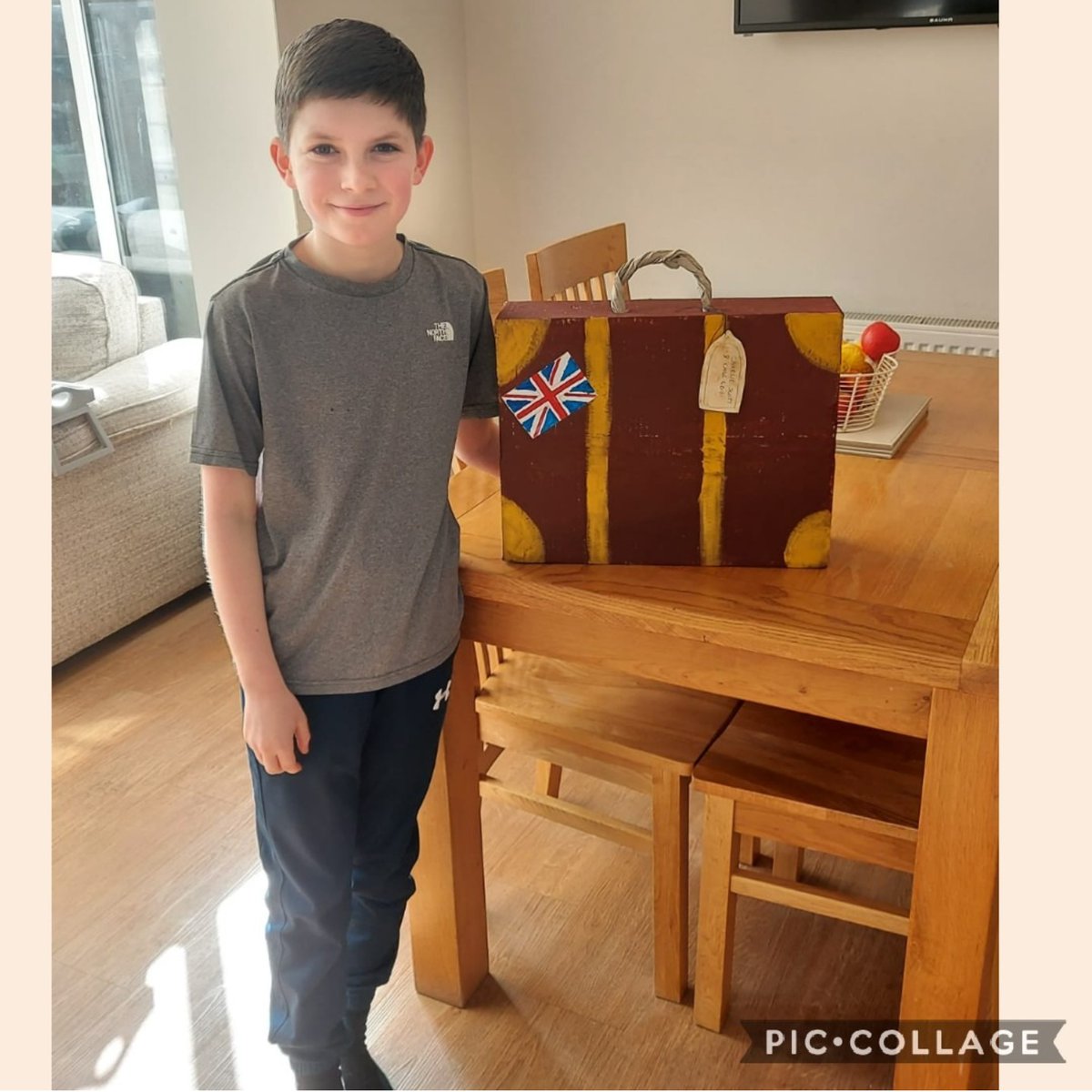 CCMPrimary's tweet photo. CS made an evacuee suitcase as one of his #NoScreenFriday tasks. Well done - it is fabulous and you should be very proud. He also made a very yummy-looking healthy smoothie!👩‍🍳🍽️🎨👏👏👏👏 https://t.co/IbDLcENUmT