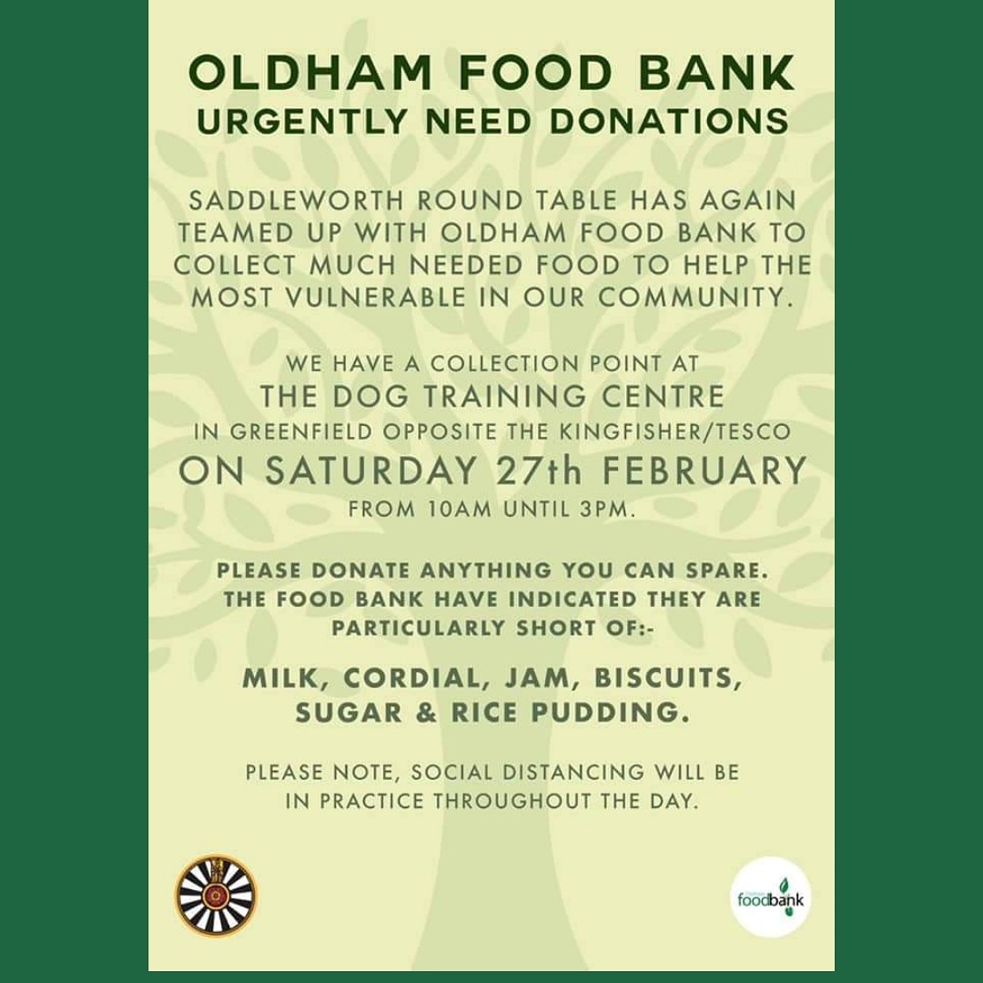 Oldham Foodbank 🦉 (@oldhamfoodbank) on Twitter photo Don't forget tomorrow you can support the most vunerable within our community .
<a href="/SaddRT558/">Saddleworth RT 558</a> will be at the The Dog Training Centre between 10am and 3pm to accept your donations .
#supportoldham
#teamoldham
#oldhamhour
#payitforward Don't forget tomorrow you can support the most vunerable within our community .
<a href="/SaddRT558/">Saddleworth RT 558</a> will be at the The Dog Training Centre between 10am and 3pm to accept your donations .
#supportoldham
#teamoldham
#oldhamhour
#payitforward