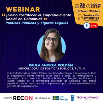 Ruta_N's tweet photo. #WebinarRecon | Hoy estaremos conversando sobre figuras legales y políticas públicas. ¿Qué cambios traerá la Ley de Emprendimiento para los Emprendimientos Sociales?
⏰ 9:00 a.m.
📲 https://t.co/iVjc2GnvVM https://t.co/HmlkgNgOcu