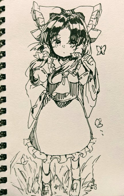 霊夢さんを一発描きしてみました…。慣れてるポーズはやりやすいですね 