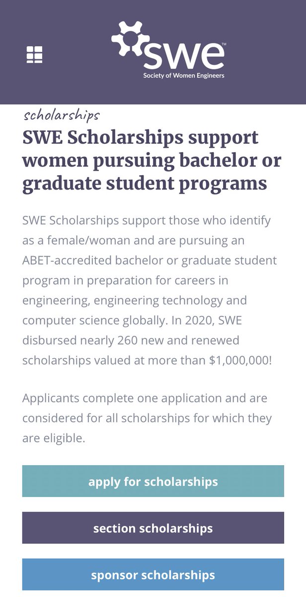 UBMSUMBC's tweet photo. Hi y’all! If you are interested in applying for scholarships through SWE (Society of Women Engineers, anyone can apply!!) please visit the following link: https://t.co/ROMLvvgQVC https://t.co/xNtrzgF5QC