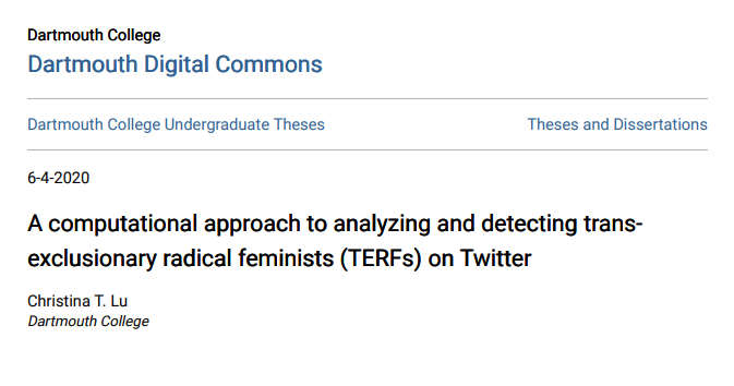 V_Feuerstein's tweet photo. What a time to be alive.
Nowadays you can get a degree for detecting "TERFy" tweets.
No, not disturbing or totalitarian at all.
Totally strengthens the trust in academia.

https://t.co/e35Oa7ARlA https://t.co/8jINdOGFgu