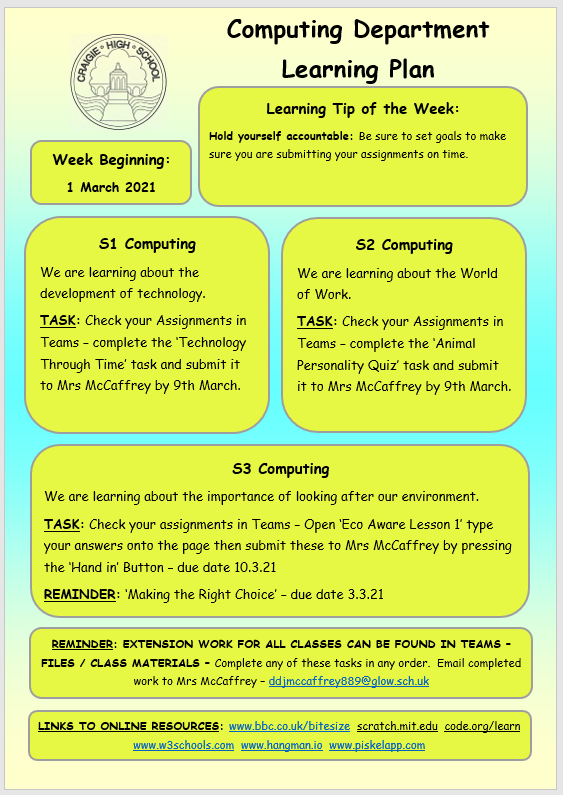 ddjmccaffrey889's tweet photo. See the learning plan for next week.  Remember to read the 'learning tips'. https://t.co/tbAqJiabYQ
