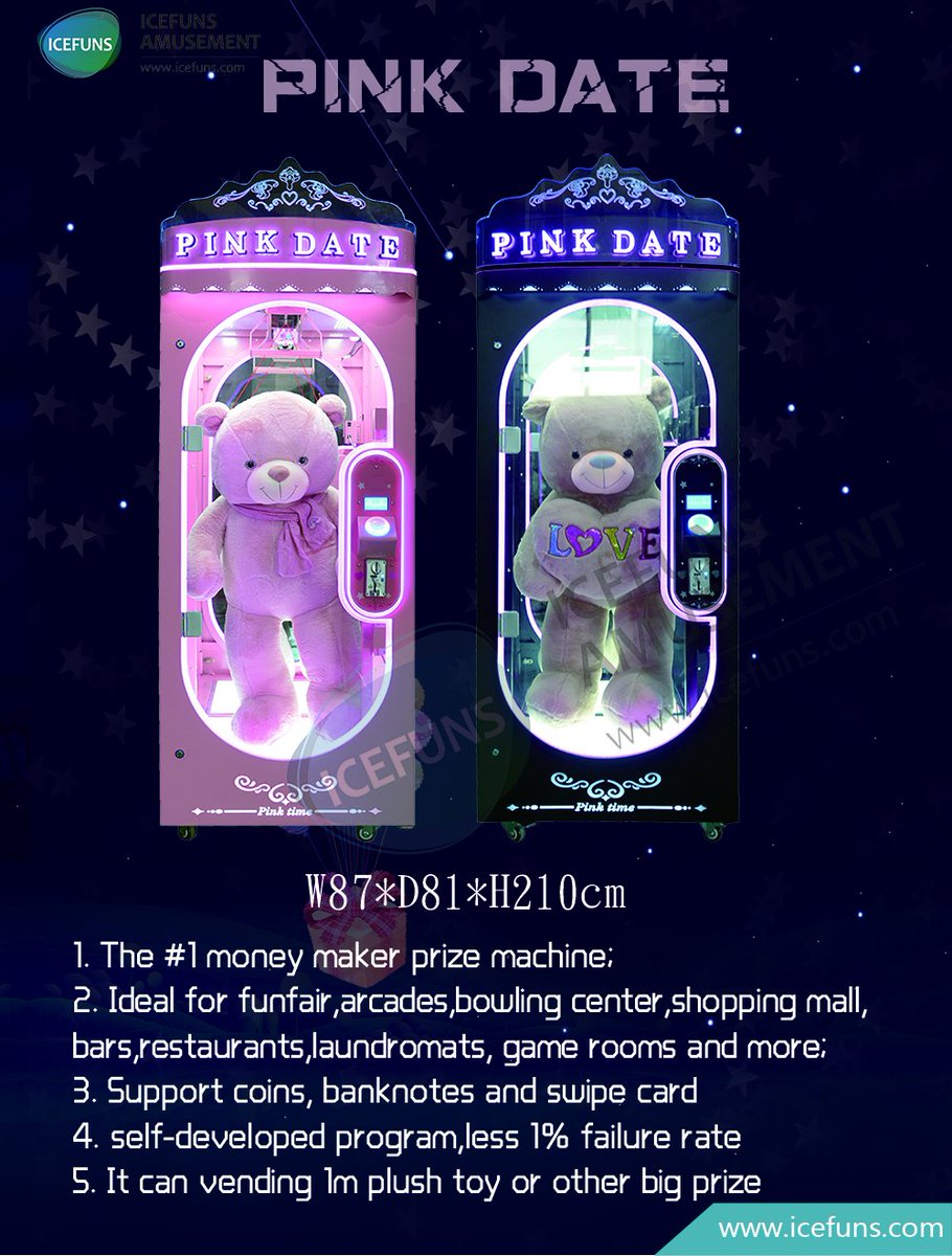 icefunsgames's tweet photo. 2021 best selling #1 money maker prize machine pink date support coins,banknotes and swipe card,it can 
vend big toy.https://t.co/rq2TlmpLNv

#pinkdate
#pinkdatearcade
#prizemachine
#clawcrane
#clawmachine
#cranemachine
#vendingmachine
#funfair
#gameroom
#restaurants
#laundromats https://t.co/rpqJ1Fn6HQ