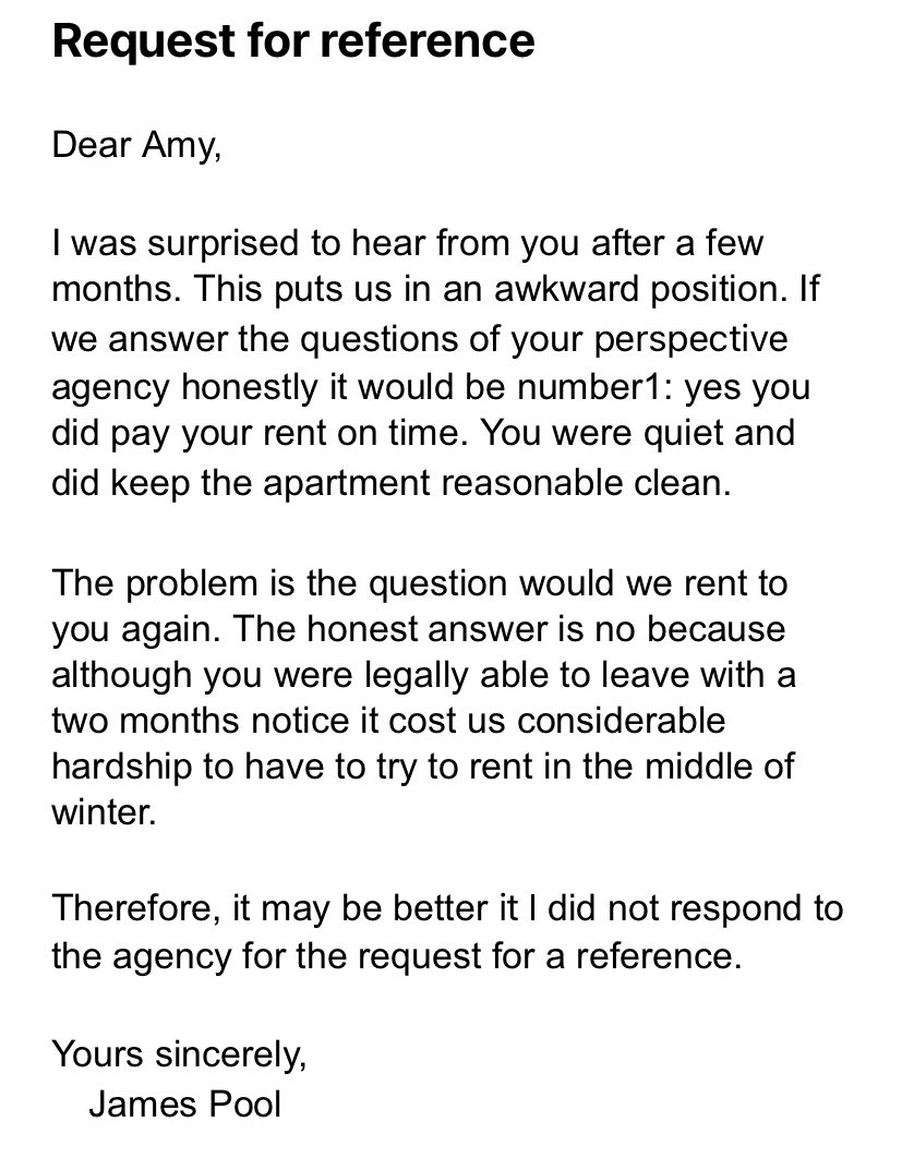 Hey check this out. My previous landlord doesn’t want to give me a reference because *it was an inconvenience that I moved out*. Landlords truly, madly, deeply are the spawn of satan