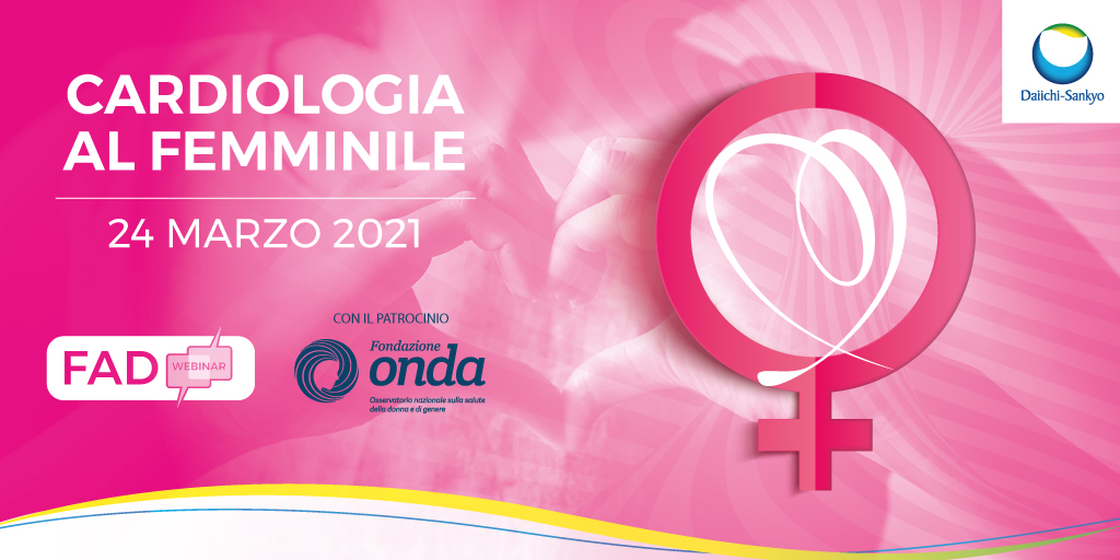 DaiichiSankyoIT's tweet photo. Mercoledì 24 si terrà il corso ECM “Cardiologia al femminile”, organizzato da #SUMMEET con la nostra sponsorizzazione non condizionante e il patrocinio di @ONDaSaluteDonna con focus sull’incidenza dell’ictus tromboembolico nella donna e sulle risposte alle terapie cardiovascolari https://t.co/CarUJfIi5n