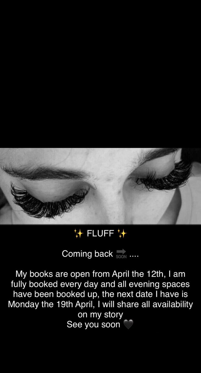 Absolutebeaut12's tweet photo. My books are open from the 12th April!! Fluffy lashes are back! #dm to book #absolutebeauty #Shrewsbury #lashtech #eyelashextensions #salop #booknow https://t.co/rpmtybl9Vu