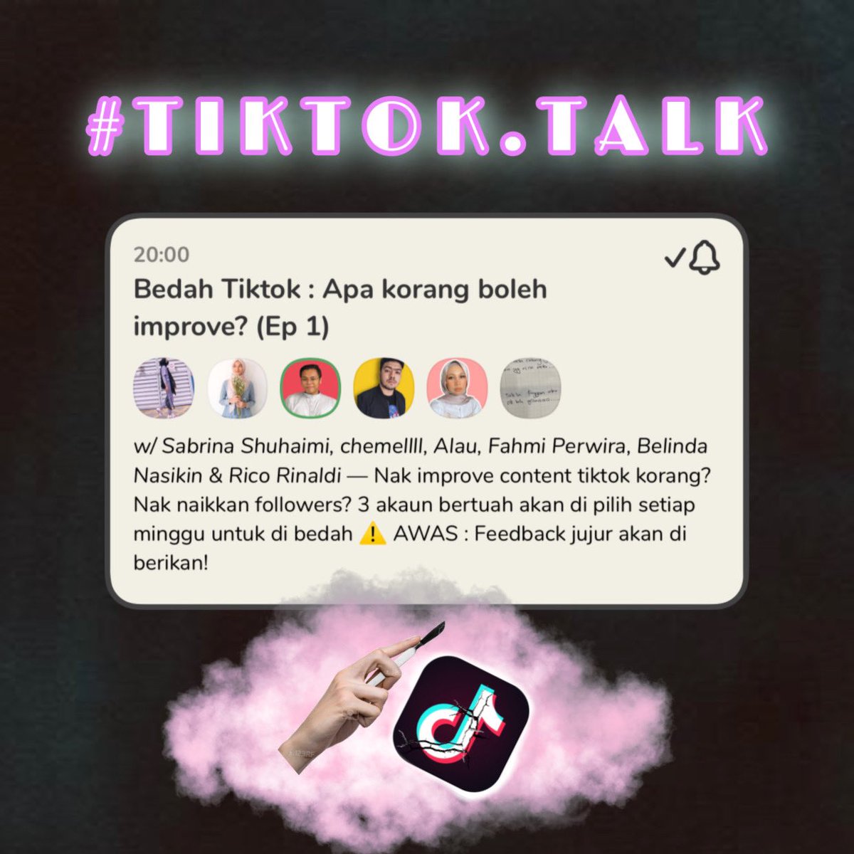 ClubhouseAppMY's tweet photo. #clubhouse #clubhousemalaysia ⁣⁣
Bedah TikTok bersama pakar TikTok!

@sabrina.shuhaimi
@chemellll
@harithalau
@fahmiperwira
@kak.belle
@thericorinaldi

Join here

https://t.co/t4175aIXhb https://t.co/GvhhSPOpJb